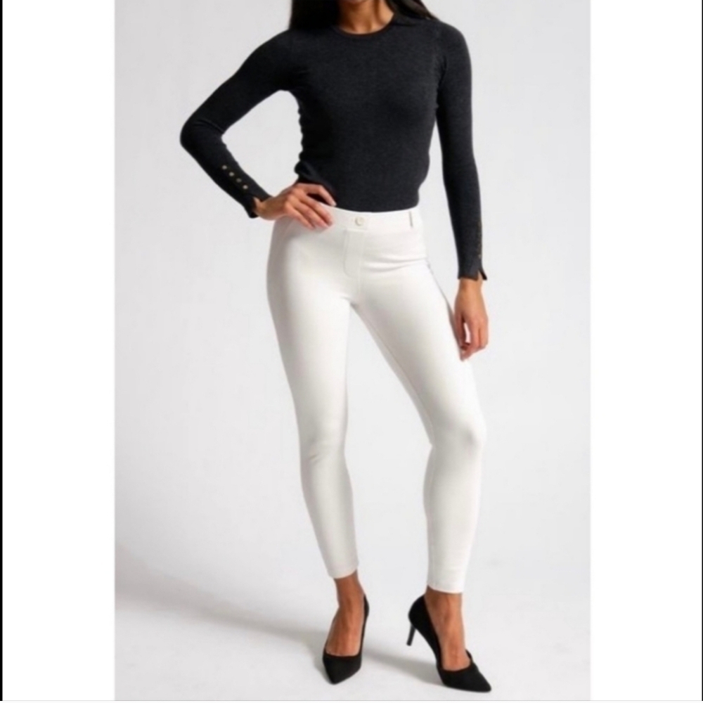 Betabrand Cream Off White Twill Skinny Yoga Pants Size XL Short Petite NWOT